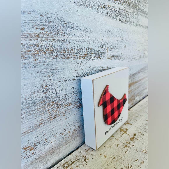 *Buffalo Check Cardinal Memories Block Shelf Sitter - Picture 10 of 13